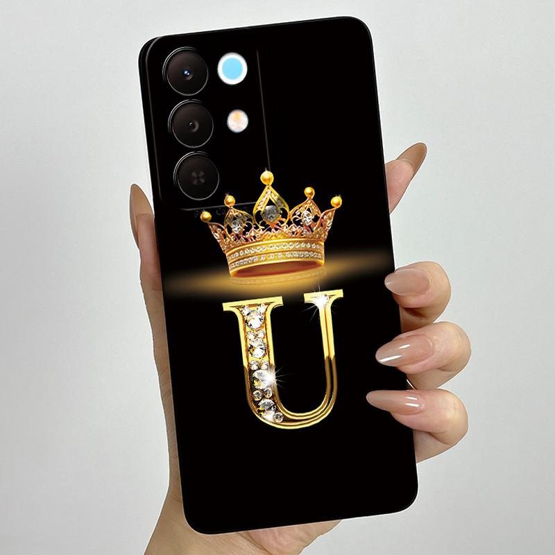 For Realme 15X C85 5G Crown Initial Letter Couple Phone Case Realme15X RMX5250 RMX5253 Soft Silicone TPU Lens Protective Casing