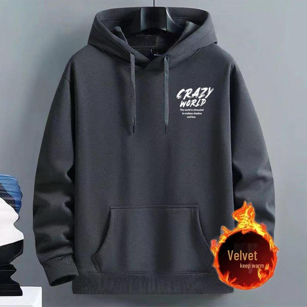 2025 Herren Kapuzenpullover im amerikanischen Stil - Lockerer Schnitt, Wintervelours, Bedruckte Streetwear-Jacke