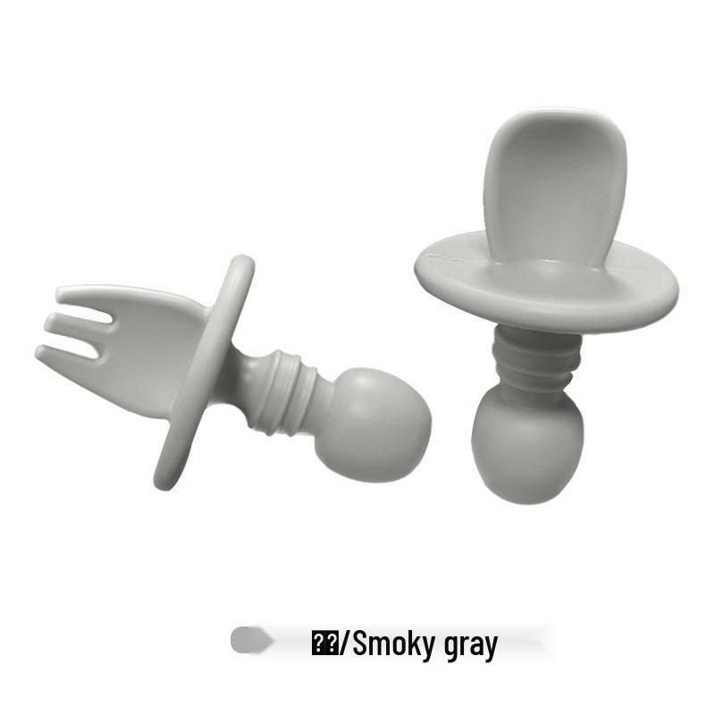 Bebek Gıda Sınıfı Silikon Çatal & Kaşık Seti - Ek Gıdaya Geçiş ve Eğitim İçin Yumuşak Kısa Çatal & Kaşık