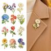 Exquisite Shape Brooch Pin, Enamel Flower Design with Smooth Edges, Literary Style Lightweight Zinc Alloy Badge for Jackets Scarves Bags Gift