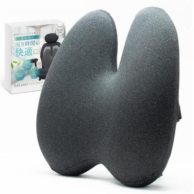 LeLante Car Cushion, Lumbar Support, Seat Cushion, Lower Back Pain, Driver's Seat Cushion, Memory Foam, Dark Gray