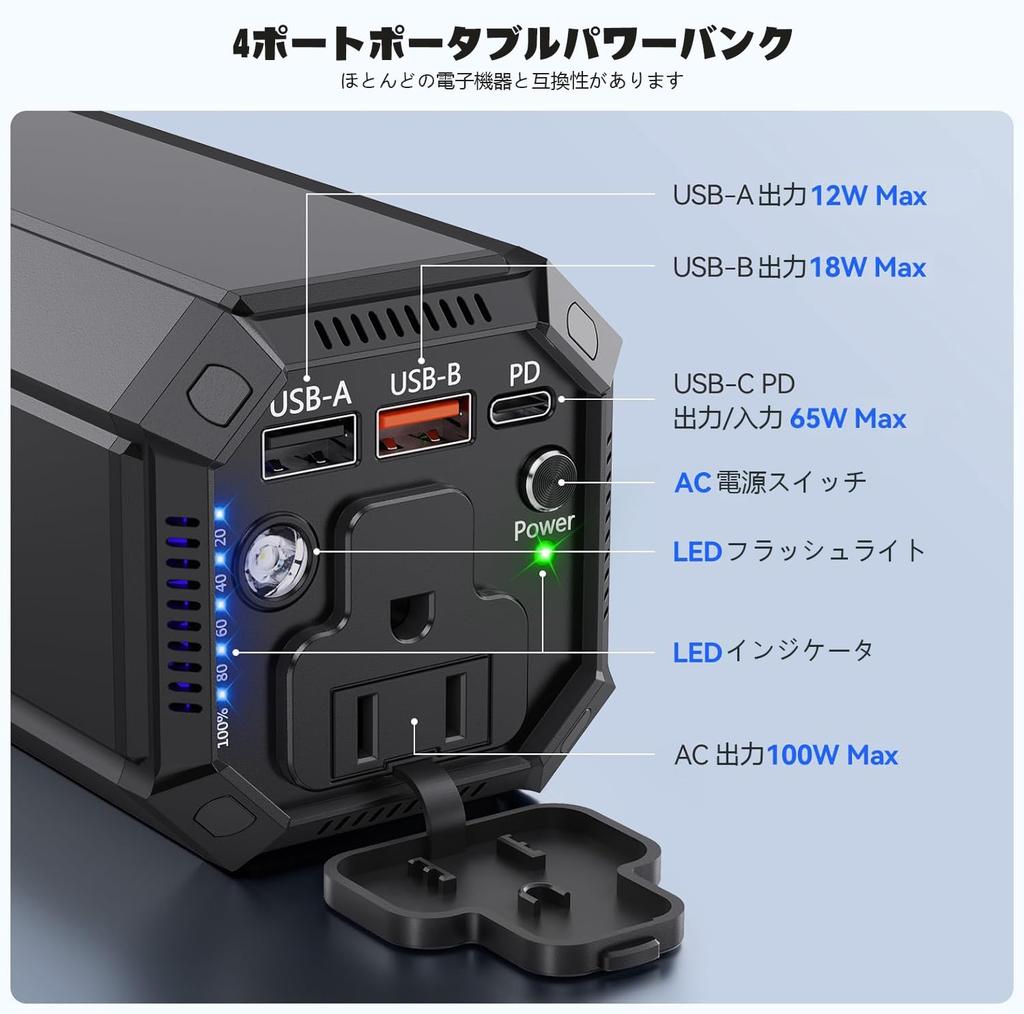 EWEMOSI Portable Power Station with AC 27000mAh High PD 65W Fast for Car Compatible with Output, Capacity, Charging, Camping, Emergency/Disaster