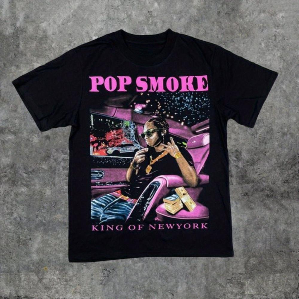 Pop Smoke Men's Classic T-Shirt Micro Stretch Cotton Regular Fit Short Sleeve Bold Pink Text Ur