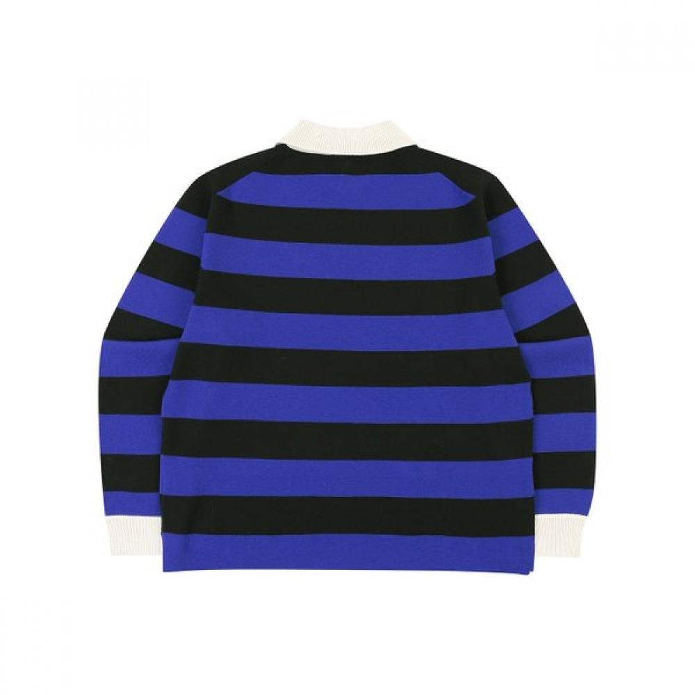 Kangol Stripe Open Collar Knit Blue 1881