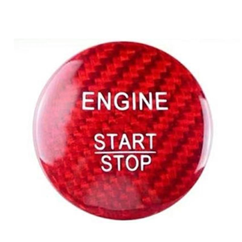Push Start Button Sticker Trim , Carbon Fiber Look Cover with Adhesive Fit Car Interior Engine Start Stop Button Cover