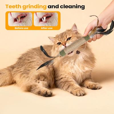 Kitten Teething Toys Sisal Interactive Biting Stick Cat Toys Catnip For Puppy Small Medium Large Breed Relaxing Playing