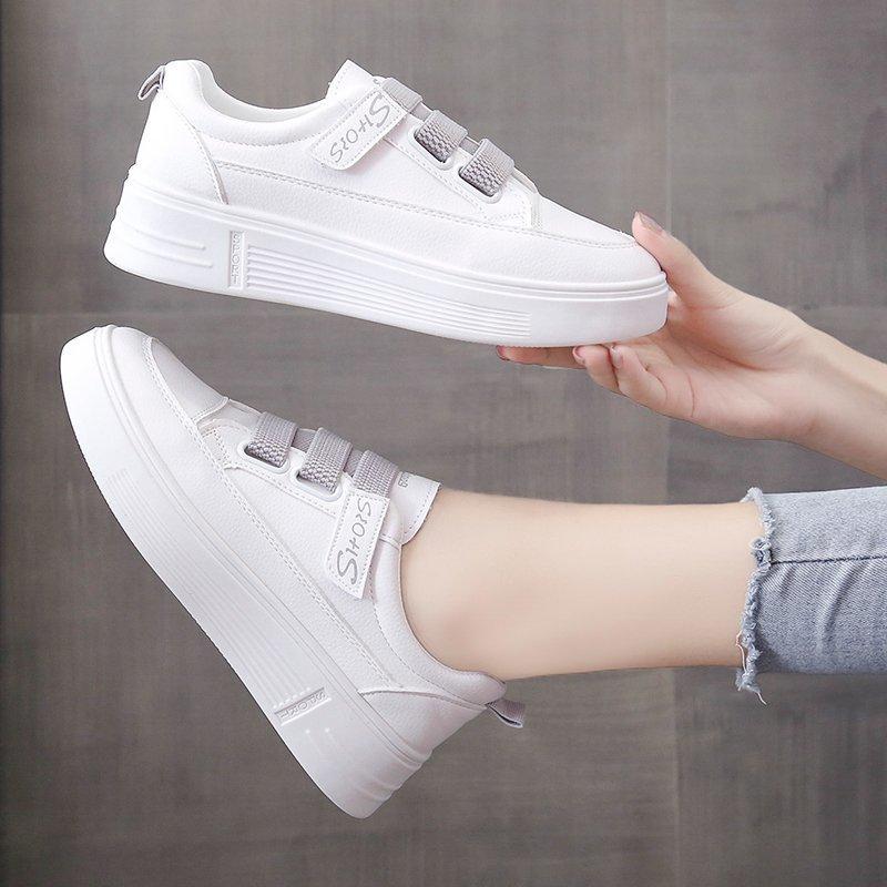 Весенние новые белые туфли женские кожаные на платформе с низким вырезом студенческие — фото 4