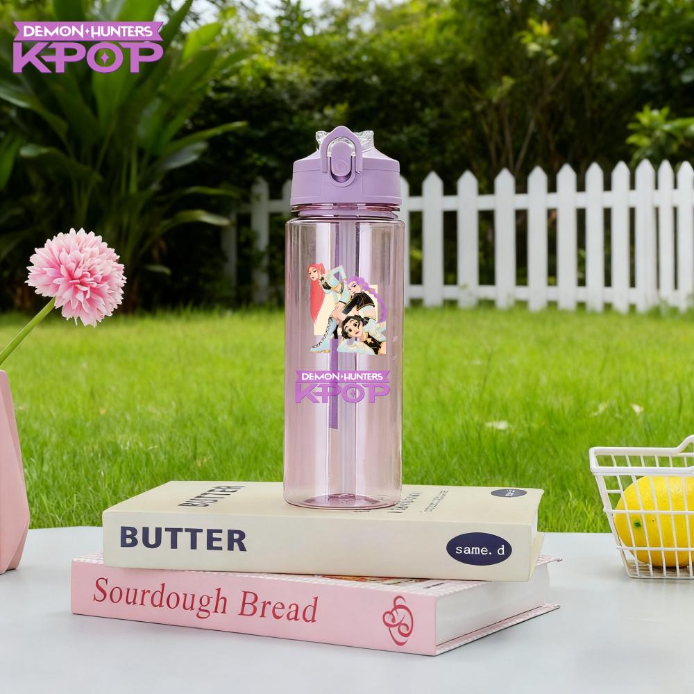 Demon Hunters Rumi Mira Zoey Jinu Celine Plastic Water Cup Pop Drinking Bottle School Huntrix Gourde 800ML KPOP HUNTR X K Kid Friendly Entertaining