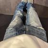 High Street Vibe gewaschen blaue zerrissene Jeans Herren trendige Marke Amerikanisch gerade Nischen-Designgefühl leicht ausgefranste alte Hose