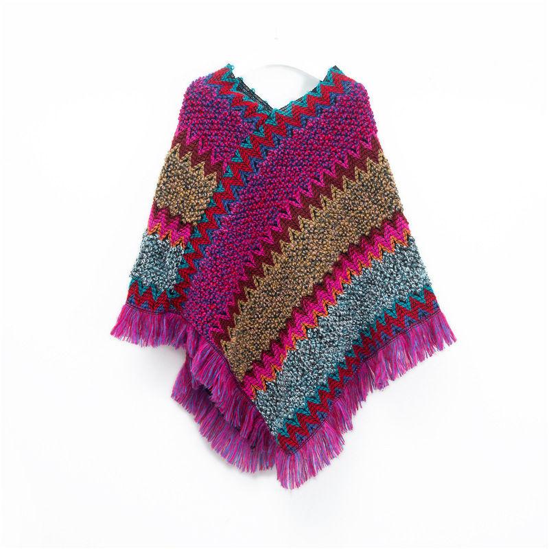 Christmas Style Shawl Tibetan Travel Women's Red Style Western Retro Ethnic Pullover Cape