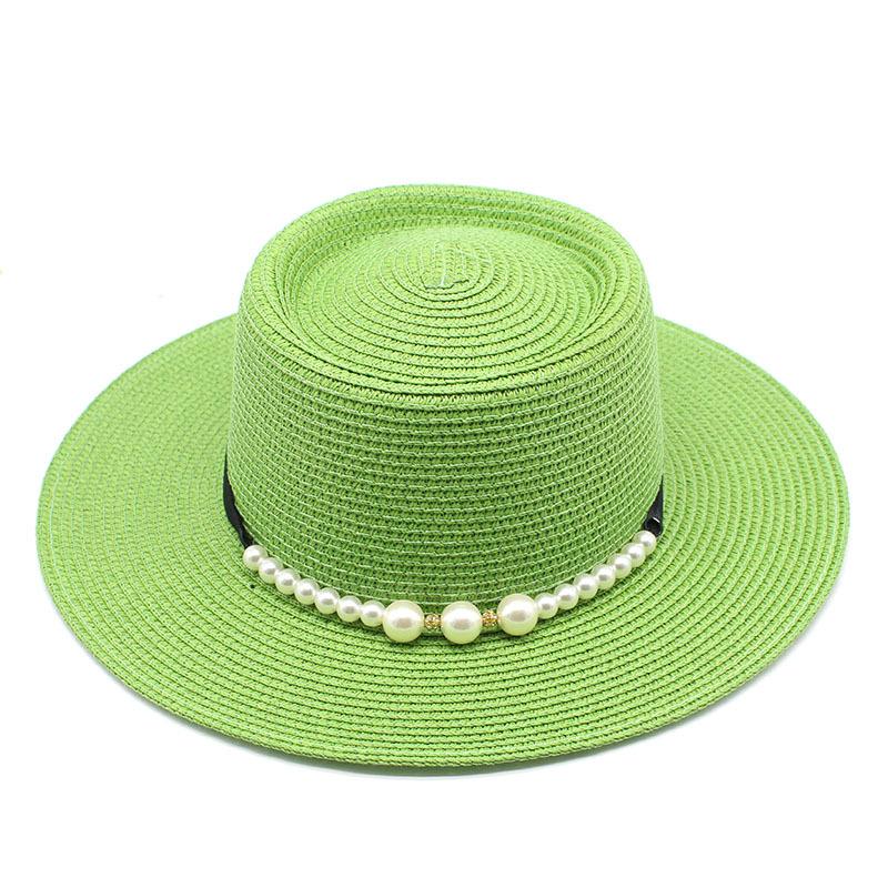 Straw Hat Women'S Summer Concave Top Top Hat Seaside Vacation Pearl Beach Hat Internet Celebrity Straw Hat Sun Hat
