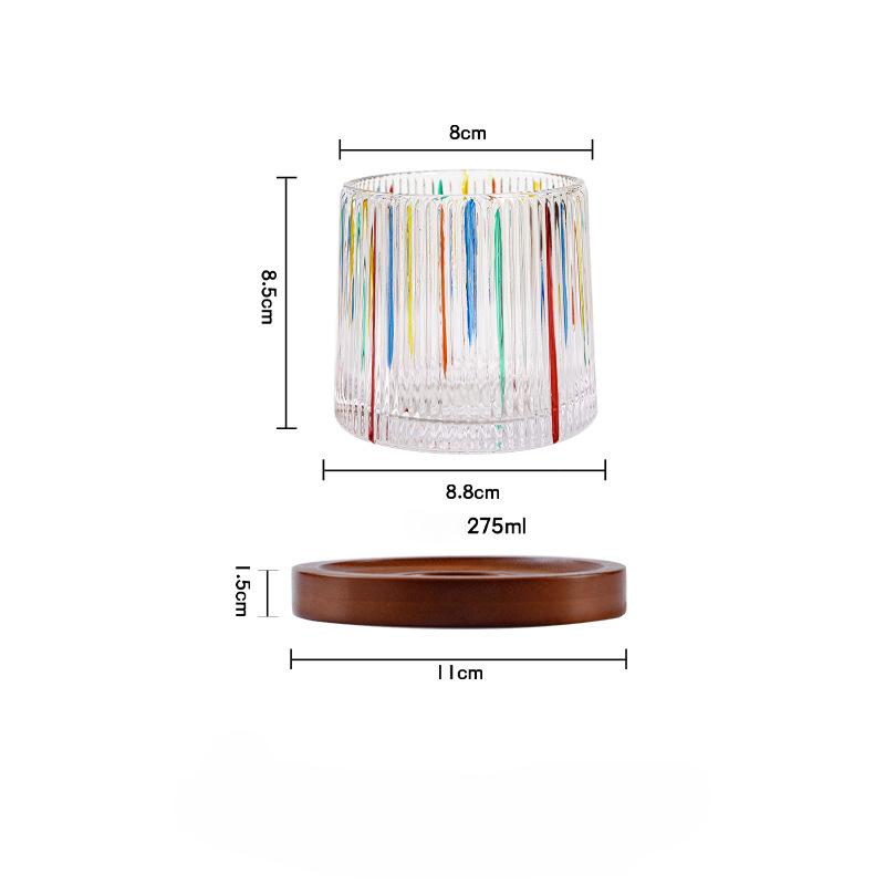 Creative Hand-painted Extract Cup, Simplicity Household Kitchenware, Retro Whiskey Glass, Rotary Wooden Tray Water Cup, Light Lu