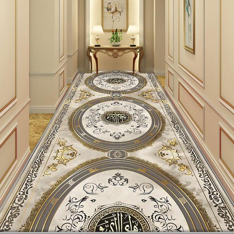 European Golden Long Corridor Carpet Luxury Decoration Home Stairs Runner Non-slip Rugs Villa Lobby Entryway Mat Customizable