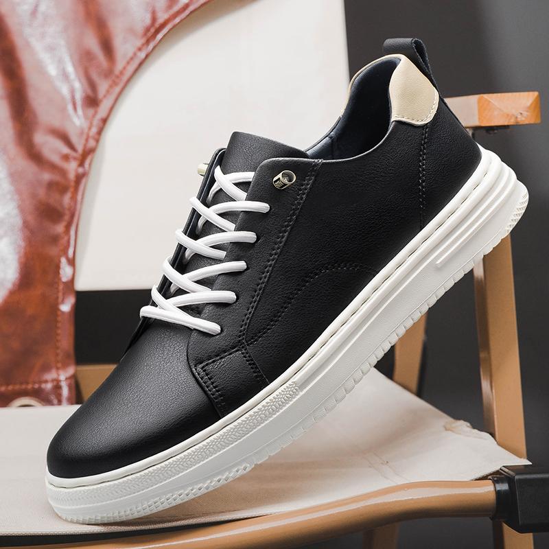 Genuine Leather Mens Casual Sneakers New Fashion Lace-up Shoes Luxury Brand Male Vulcanized Shoes Versatile Skateboard Footwear