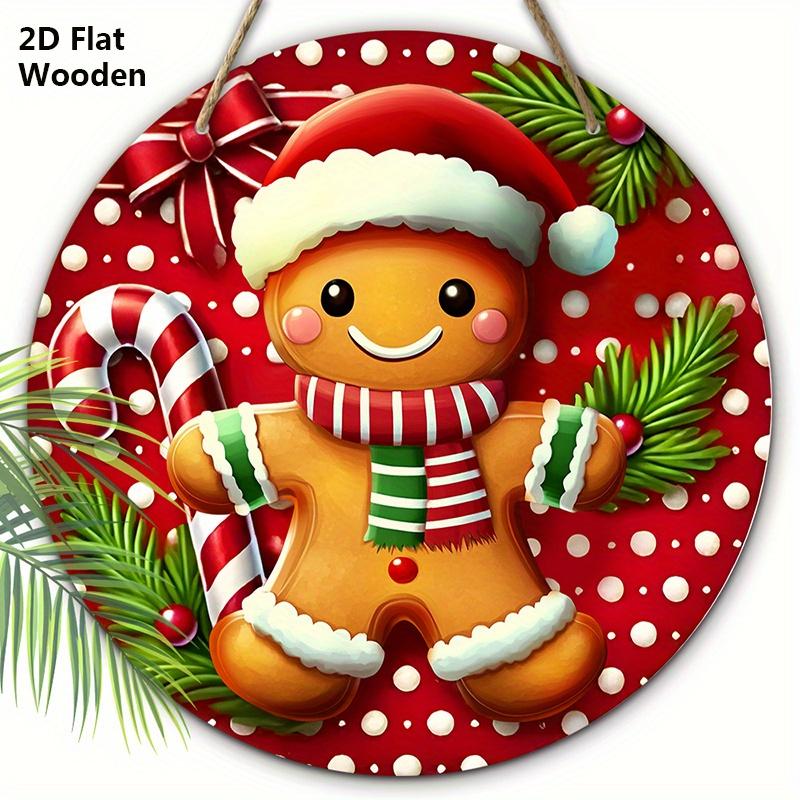 

Christmas Wooden Sign with Adorable Gingerbread Man Pattern - Navidad Sign for Front Door, Wall Hanging Decor - Ideal Christmas Ornament 20cm/7.87in