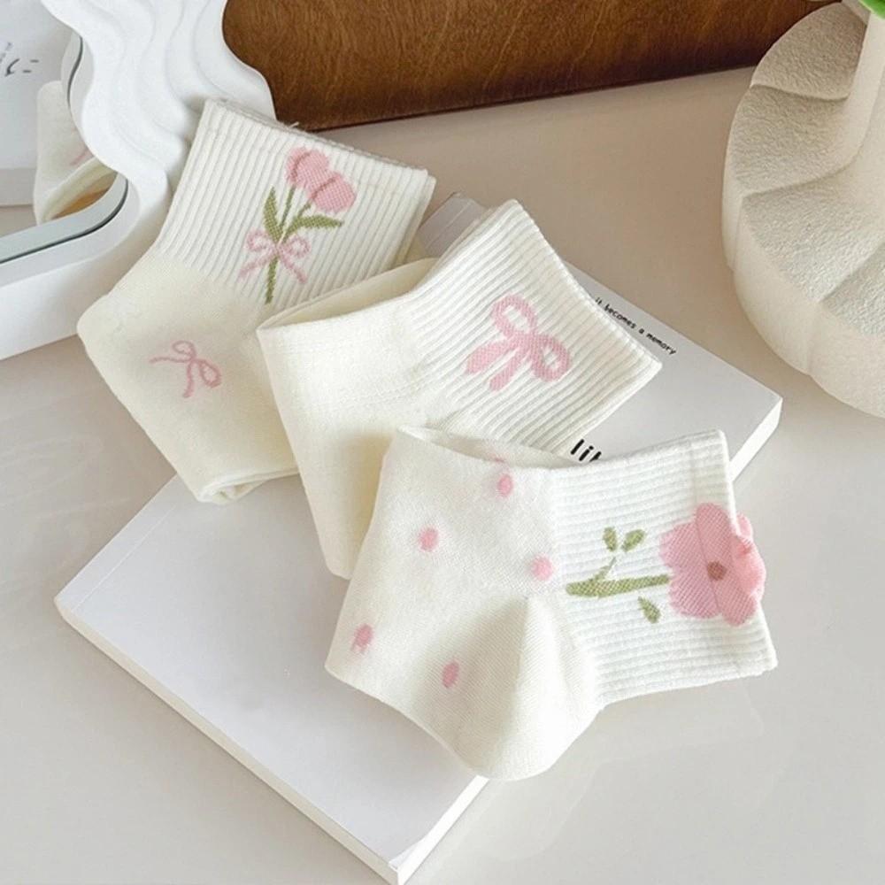 Low Cut Japanese Women's Socks Sweet Floral Socks Breathable Short Tube Socks  Lady