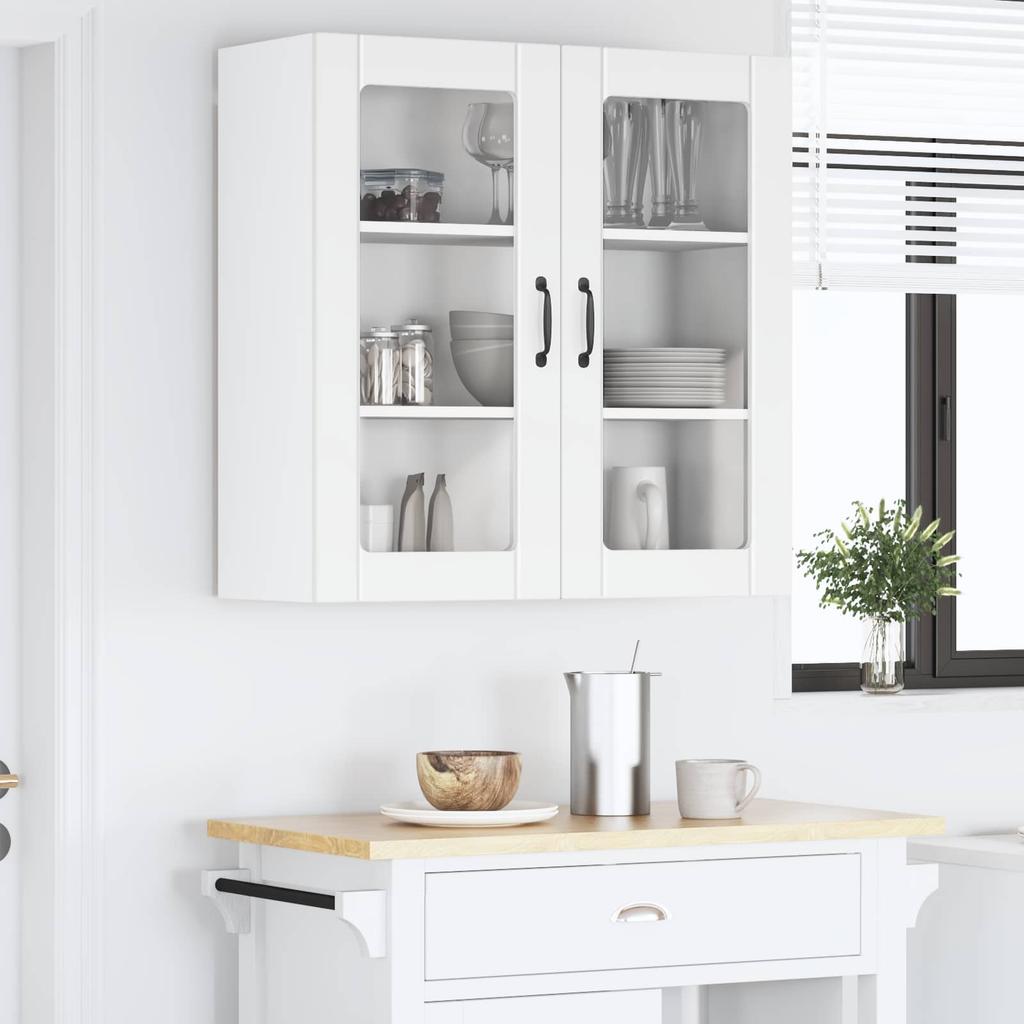 Wall Mounted Glass Cabinet LUCCA White 80 X 31 X 80 Cm Particleboard