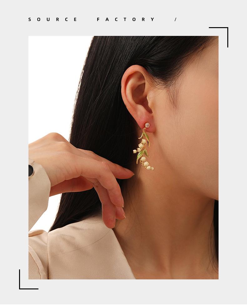 Vintage Maiglöckchen Lange Hängeohrringe - Retro Leichter Luxus Mode für Frauen