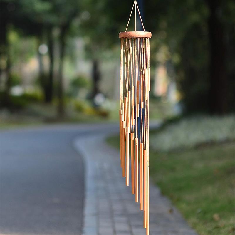 Sosnowe Drewno Obrotowa Aluminiowa Rurka Kuranty Wietrzne Wisząca Dekoracja Metal Sosnowe Drewno Aluminiowa Rurka Kuranty Wietrzne Dzwonek Kreatywna Dekoracja Domu Dekoracja Ścienna