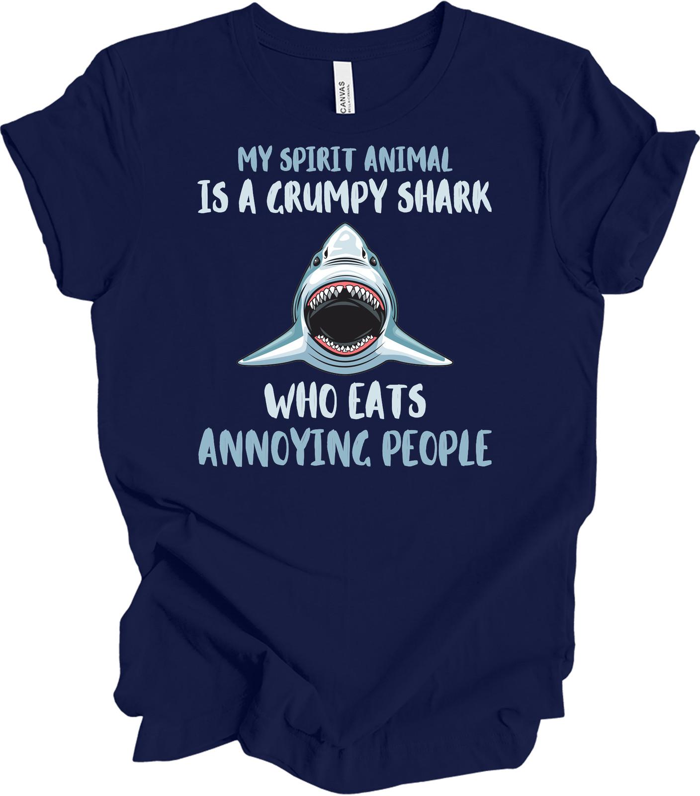 Grumpy Shark Spirit Animal Funny T-Shirt Unisex XXXL
