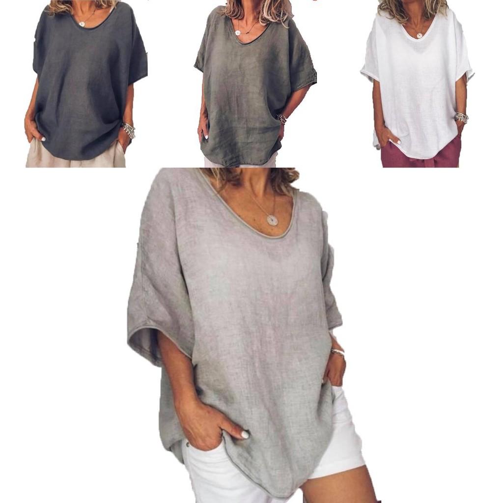 Blusa Estiva da Donna con Maniche Corte a Pipistrello Elegante Casual Larga per Ogni Occasione