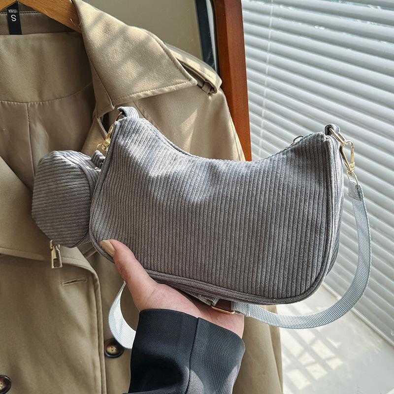 Women's bag corduroy new shoulder bag fashion underarm bag two-piece set child and mother bag