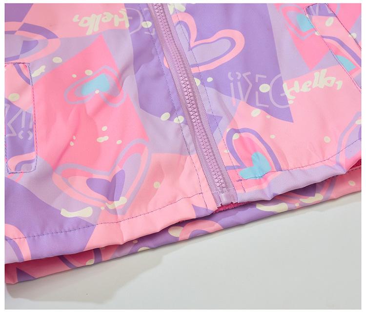 Mädchen Windjacke im koreanischen Stil mit Fleecefutter - Herbst/Frühling Outdoor-Oberteil