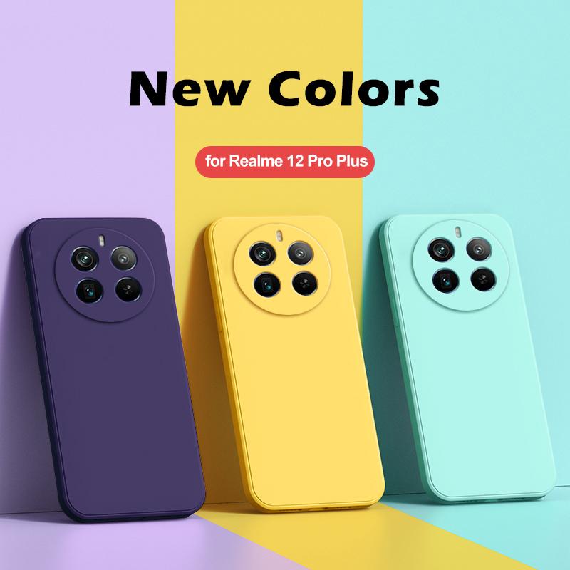 Für Hülle Für Realme 12 Pro Plus Hülle Quadratische Flüssigsilikon Handyhüllen Für Realme 12 Realme12 Pro+ Pro Plus Stoßfest Weiche Hülle