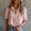 Frühling und Sommer neue Damen locker Spitze kurzärmelig Mode lässig einfarbig Hemd
