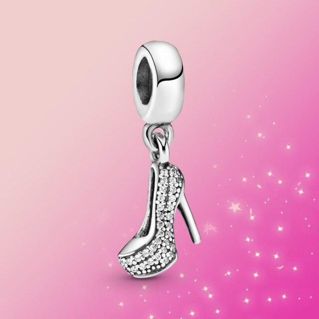 Real 925 Sterling Silver Charm Tinker Bell Princess Shoes Dangle Charm Fit Original Fashion for Women Jewelry Bracelet Gift