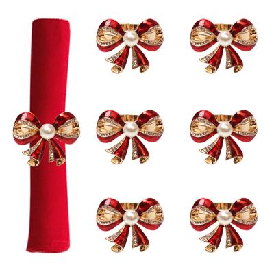 Ronds de serviette nœud de Noël Nœud de Noël Porte-serviettes pour la décoration de table