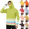 Men's Casual Outdoor Hooded Long Sleeve Sun Protection Shirt Lightweight Breathable Striped Print Quick Dry UV Protection Top
