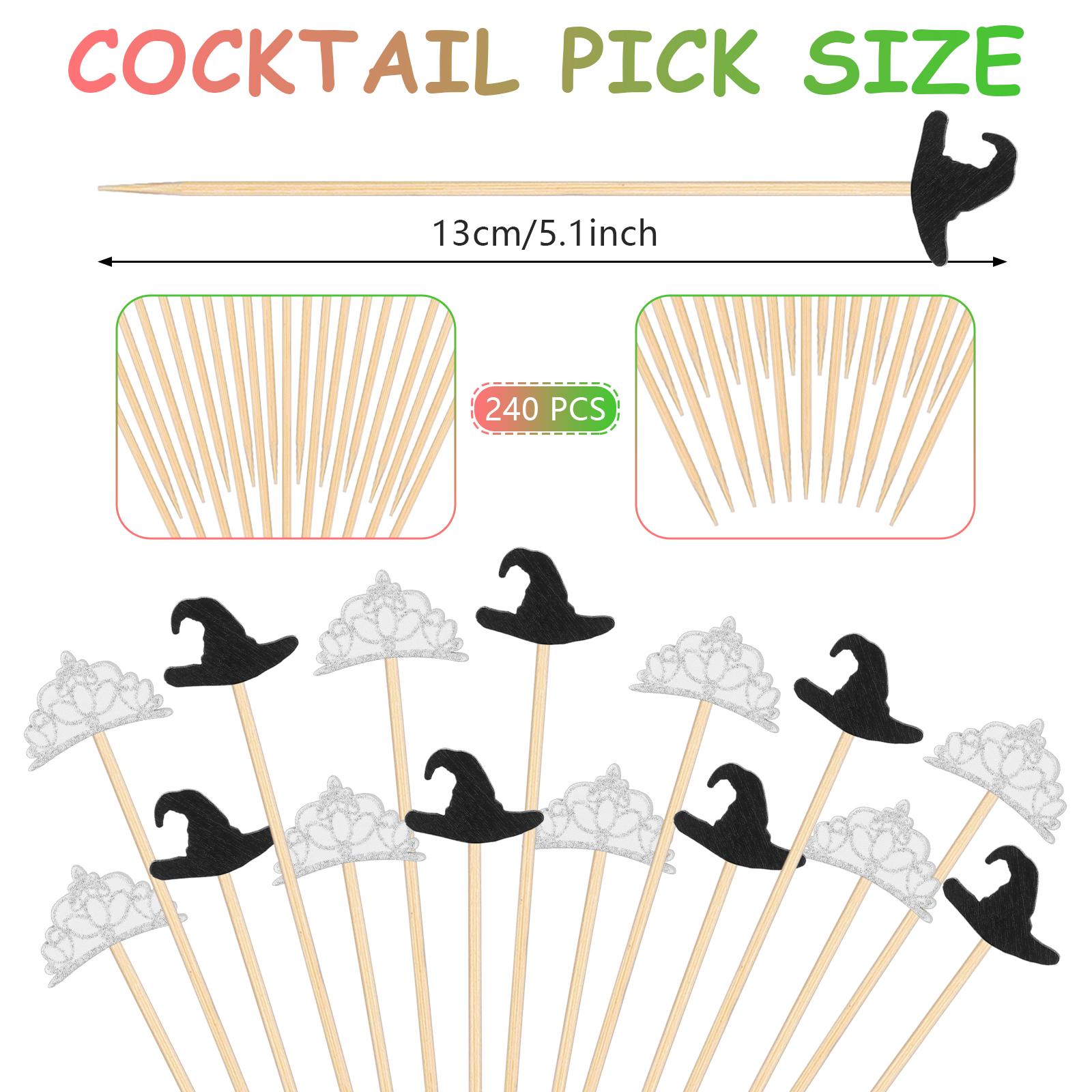 

240 Pcs Halloween Cocktail Picks Witch Theme Cocktail Picks Witch Hats Crowns Bamboo Cocktail Toothpicks Fruit Sticks Sandwich A армія зелений колір