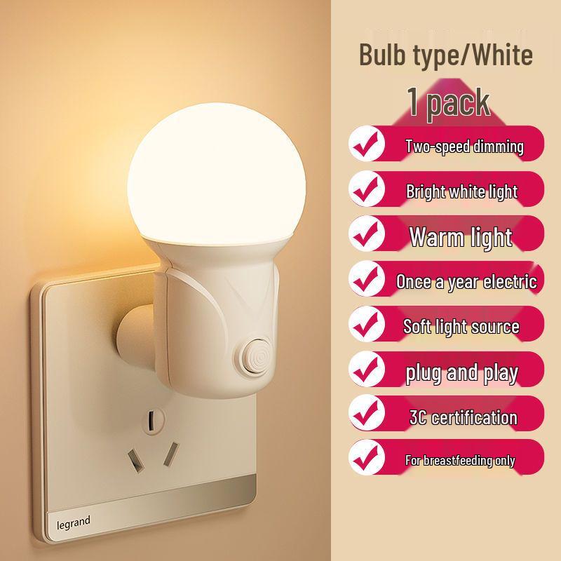 Plug-in LED Night Light: Soft, Energy-Saving, Eye-Friendly Bedside Lamp for Children and Baby Feeding.