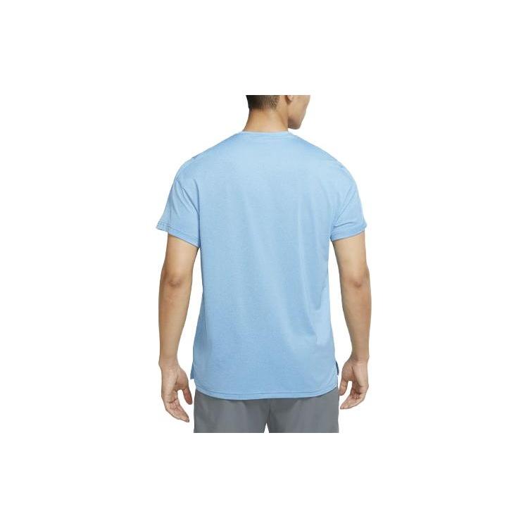 Nike T Shirts Men's Sky Blue Crew Neck Moderate Straight Fit CZ1182-435