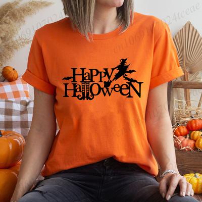 Vintage Happy Halloween TShirts Halloween Party Print Tee Streetwear Tops Aesthetic Clothes Graphic T Shirts Women Clothing