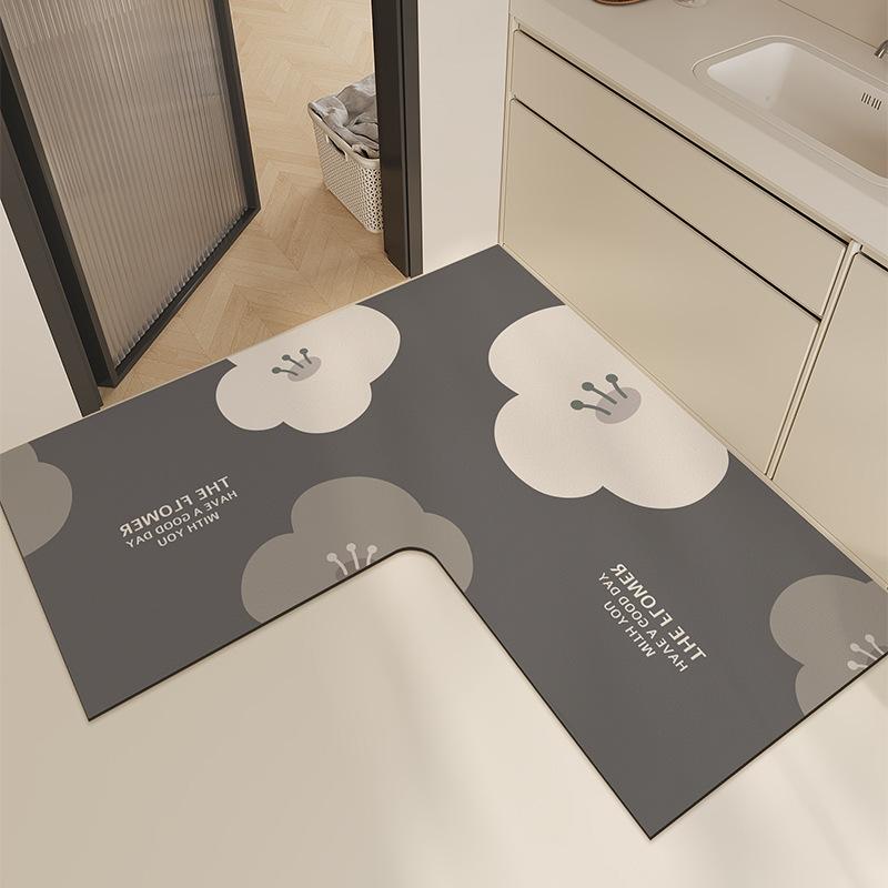 

Коврик для унитаза L-образной формы, нескользящий, с сильным водопоглощением, для входа в туалет, диатомовый ил, быстросохнущий, коврик для пола, ковер 70×70cm