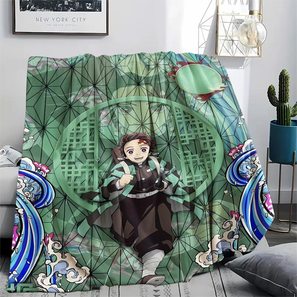 1PC Demon Slayer Print Flannel Blanket, High quality All Seasons, Home Decor, Warmth and Comfort, Perfect for Christmas Gifts