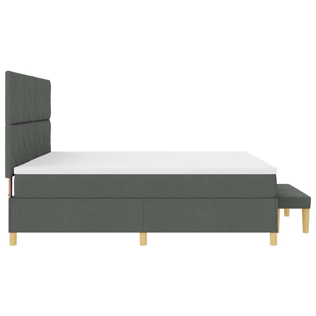 Box Spring Bed with Headboard Dark Gray 200 x 200 cm Fabric
