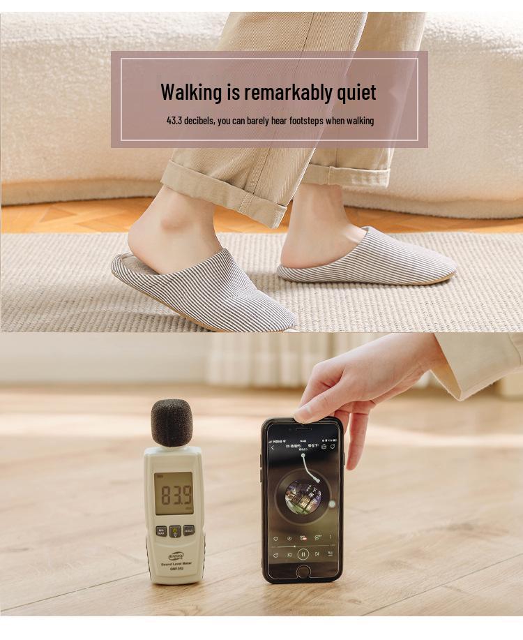 U-Tone Japanische Geräuschlose Baumwollpantoffeln mit Weicher Sohle für Damen und Herren