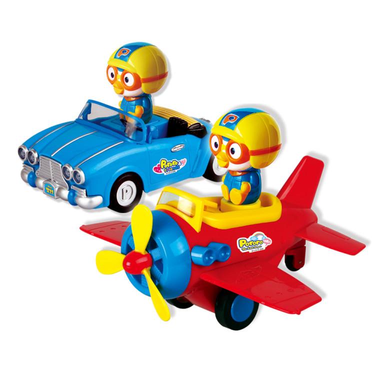 Pororo Tryck & Gå Flygplan och Bil/PRM221006, Koreanska leksaker