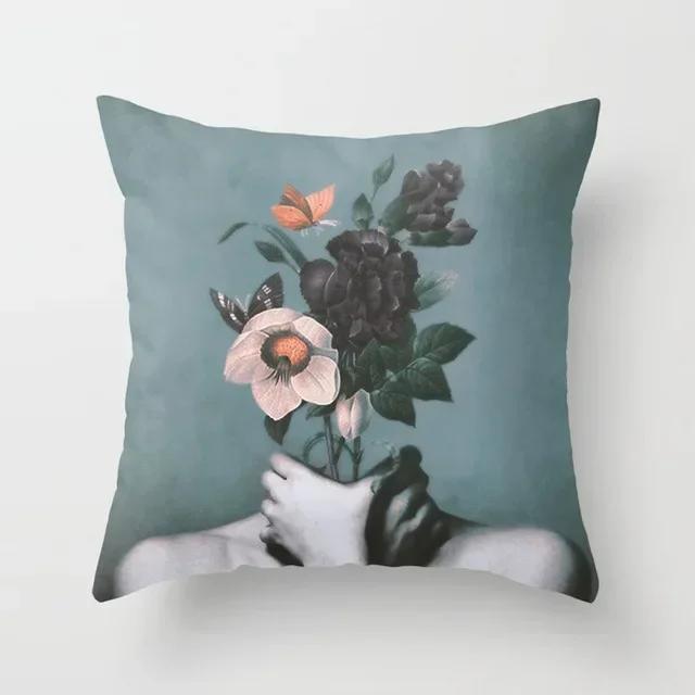 Ms. Hua's artistic portrait design Double-sided Printed pillow cover Short plush Suitable living rooms sofas throw cushion cover