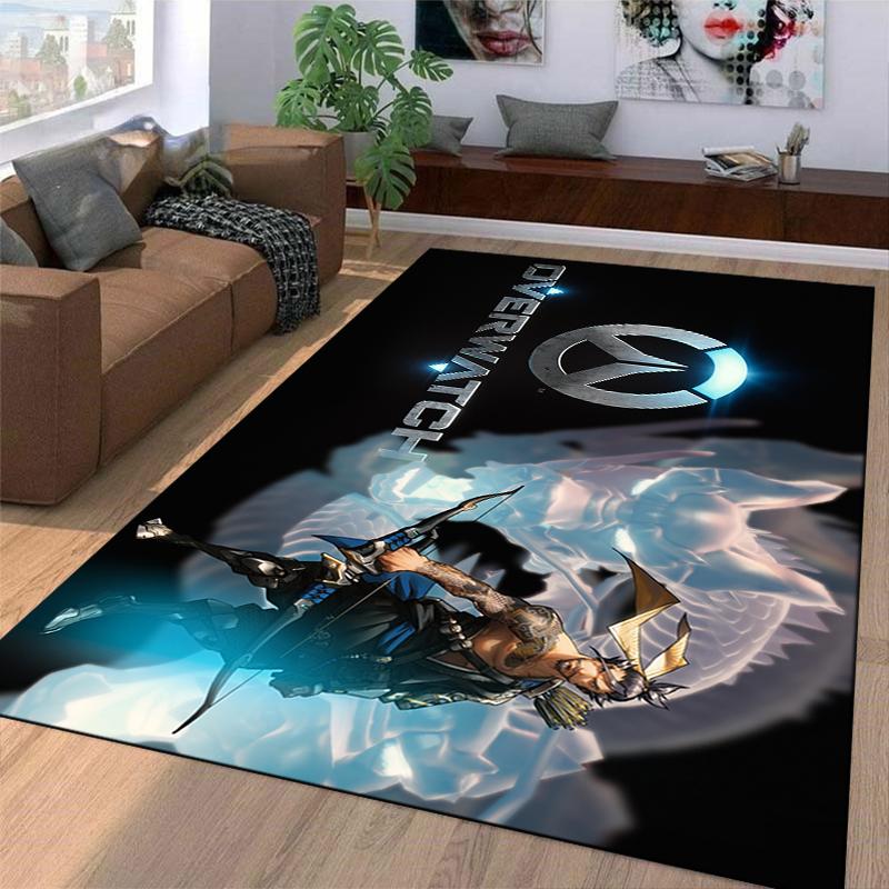 Overwatch Samurai Character Printed Flannel Rug Non-Slip, Suitable for Bedroom, Living Room, Children's Room Decoration