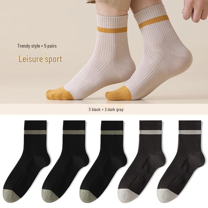 Yu Zhaolin Men s Business Mid-Calf Cotton Socks One Size