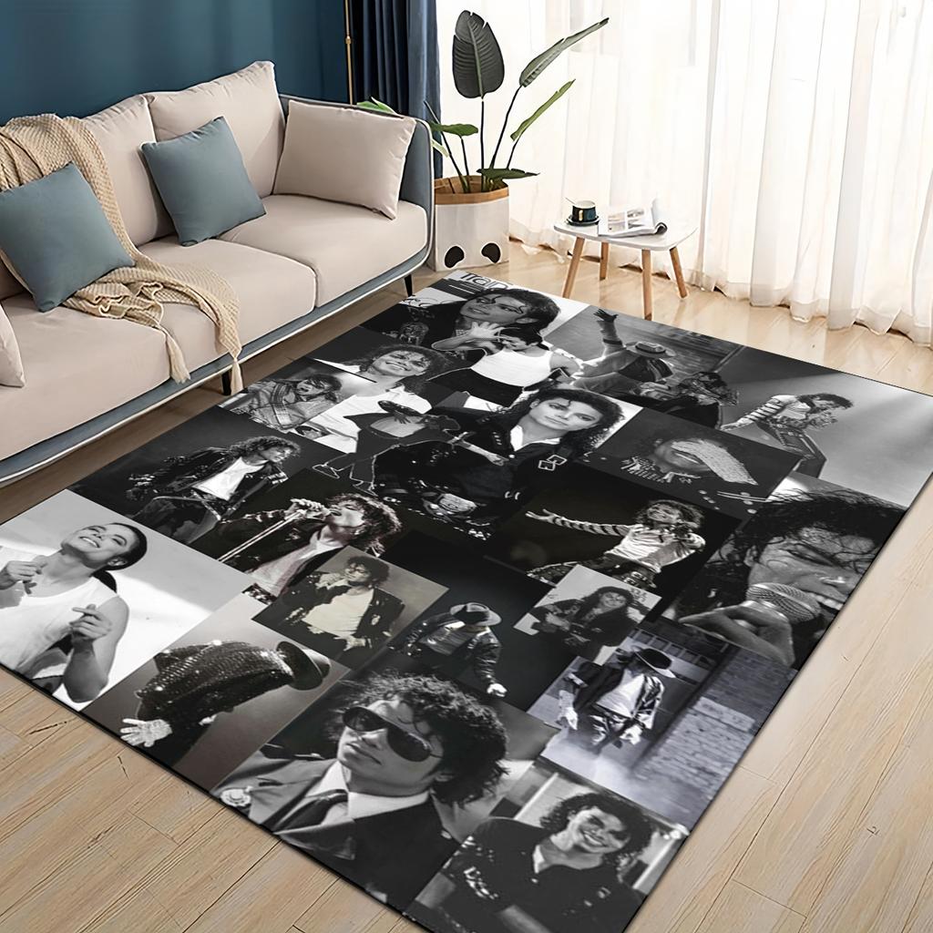 Neuer Stil Michael Jackson King of Pop MJ Teppich für Wohnzimmer Schlafzimmer Zuhause Sofa Dekoration, Rutschfeste Bodenmatte für Kinder