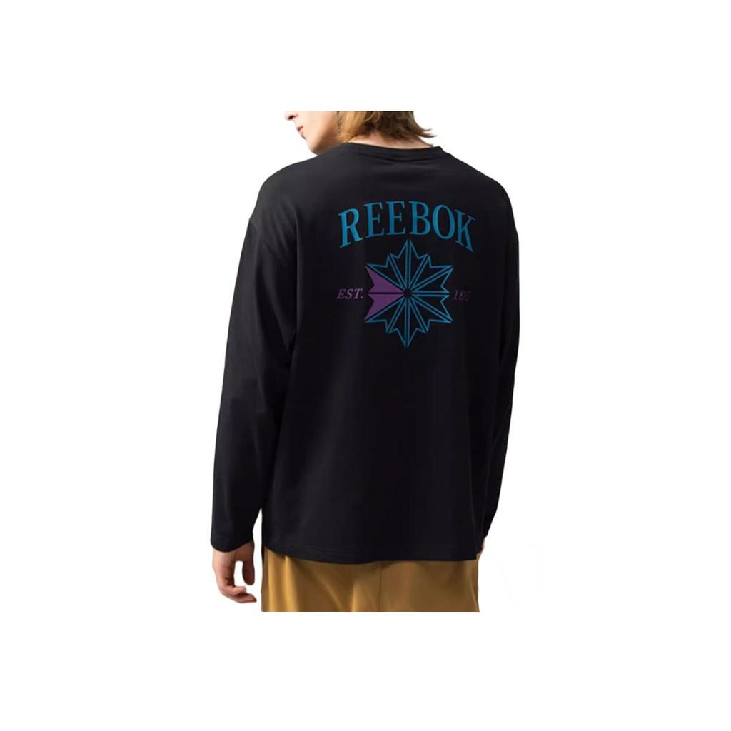 Reebok Fashion Retro Loose Moisture-Wicking Breathable Simple Long Sleeve T-Shirt Unisex Tops Black 24FRM503UGH0