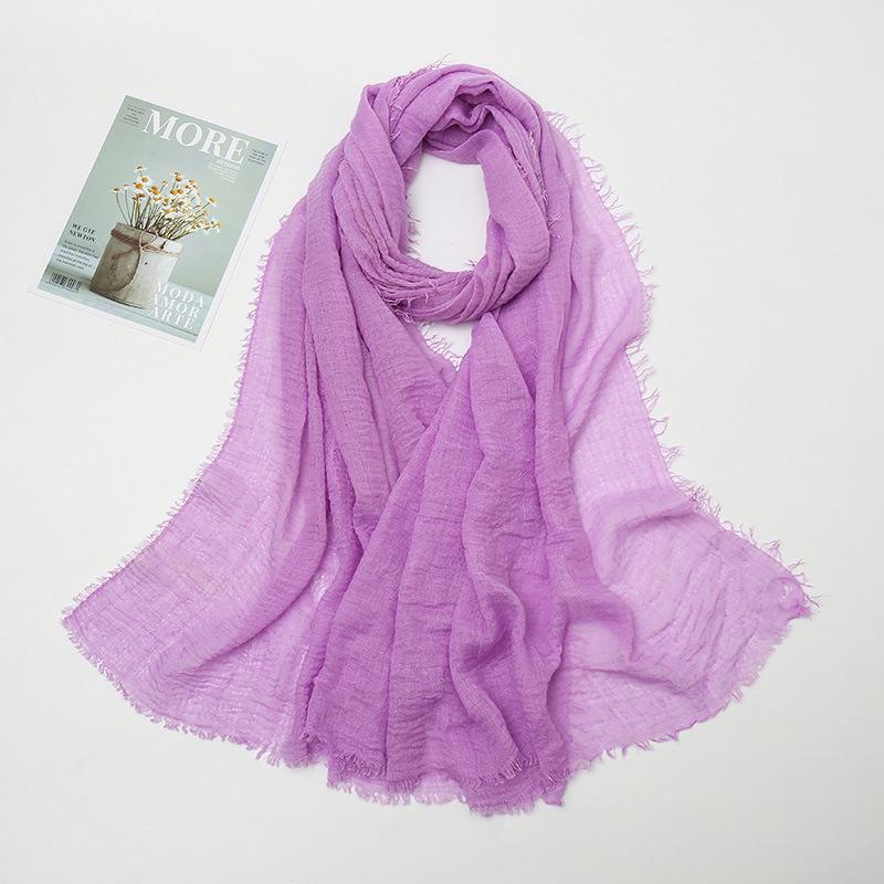 Hot-selling New Simple Solid Color Wrinkled Cotton and Linen Scarf, Soft and Skin-friendly In Winter, Warm Scarf Women