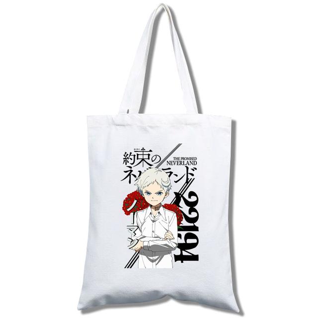 Fashion Anime The Promised Neverland  Men Women Reusable Shopping Bag Cartoon Print Eco-Friendly Canvas Tote Bag