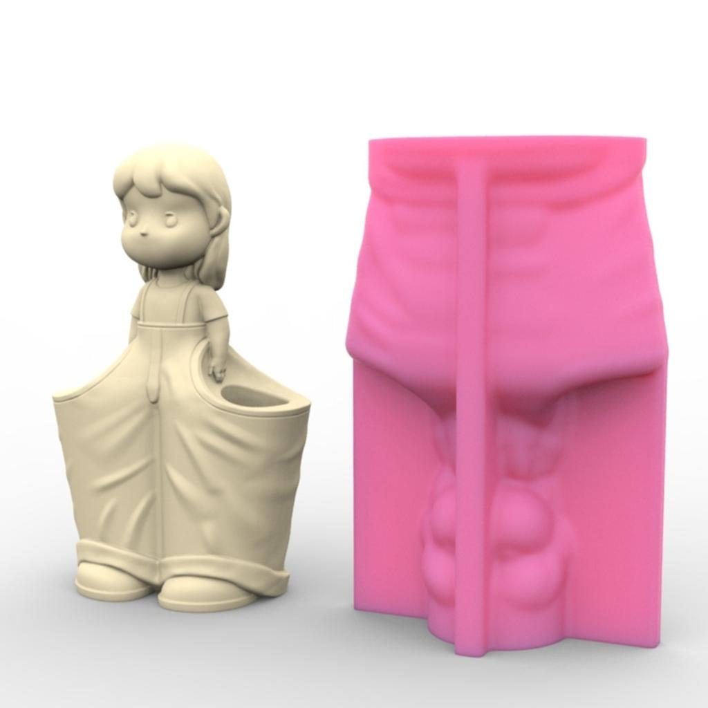 Stiftehalter Blumentopf Silikonform Hose Mädchen Epoxidharzform DIY Dekorationswerkzeuge Gips Handwerk Herstellungszubehör