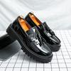White Tassel Loafers Men Chunky Shoes Large Size 38-46 Round Toe Casual Shoes For Man Party Fashion Leather Shoes Man Moccasins